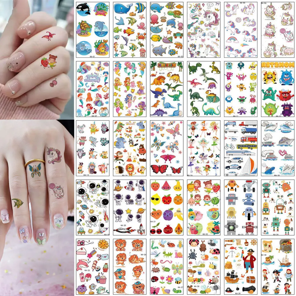30pcs Tattoo Stickers for Waterproof Unicorn Mermaid Car Fruit Temporary  Tattoo Stickers Hand Body Fake Tattoo