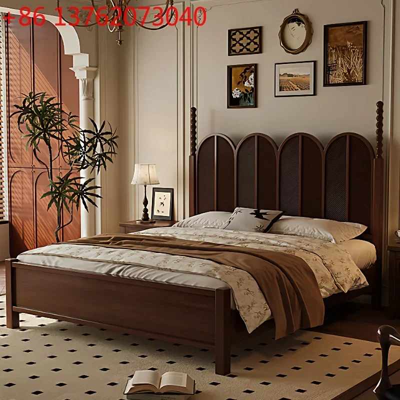 mid-century vintage single bed household aesthetic French retro bed frame 1.8 meters art design cama matrimonial home furniture
