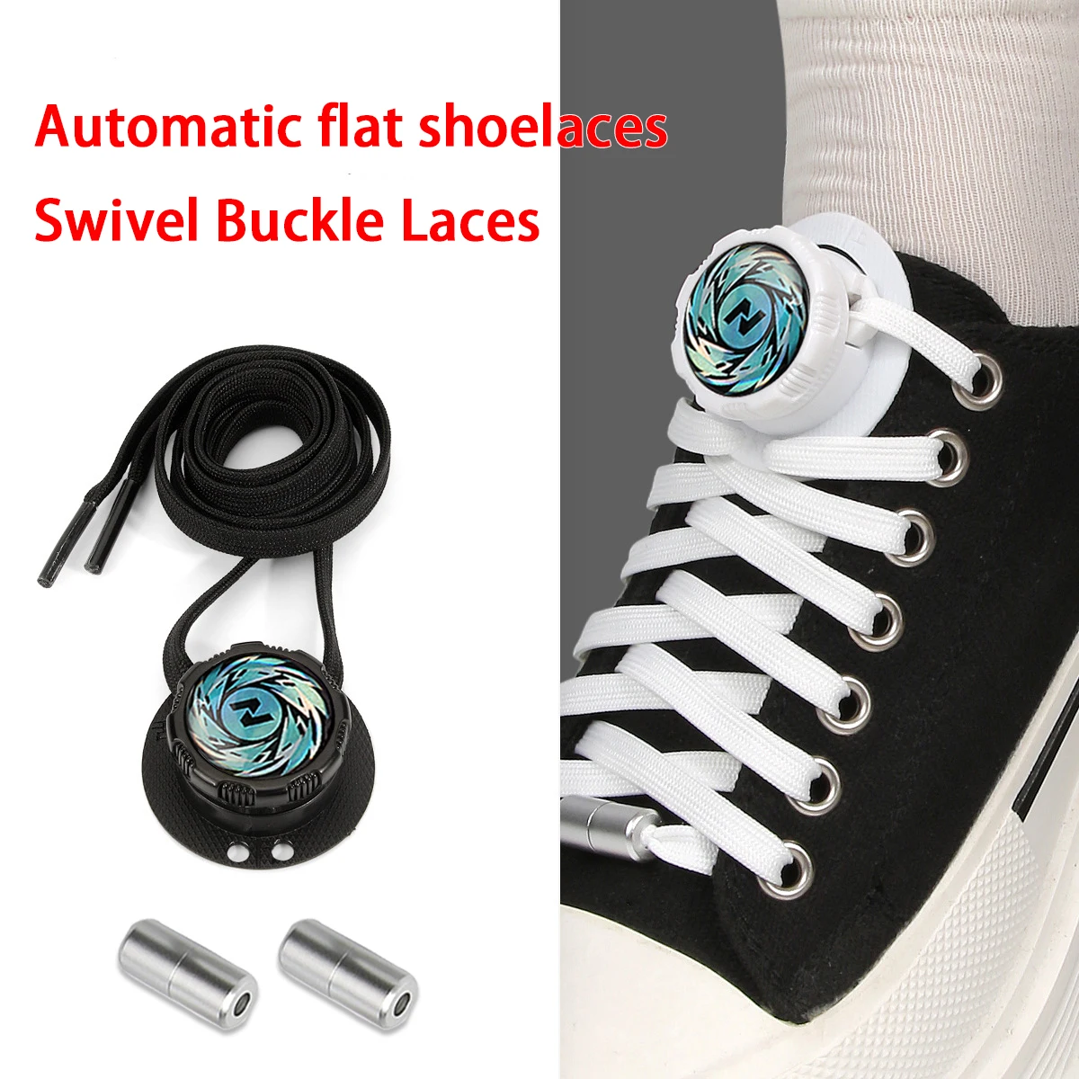 Flat Automatic Shoelaces Without ties casual shoes Swivel Buckle Laces Sneakers No Tie Shoe laces Shoe accessories 1Pair