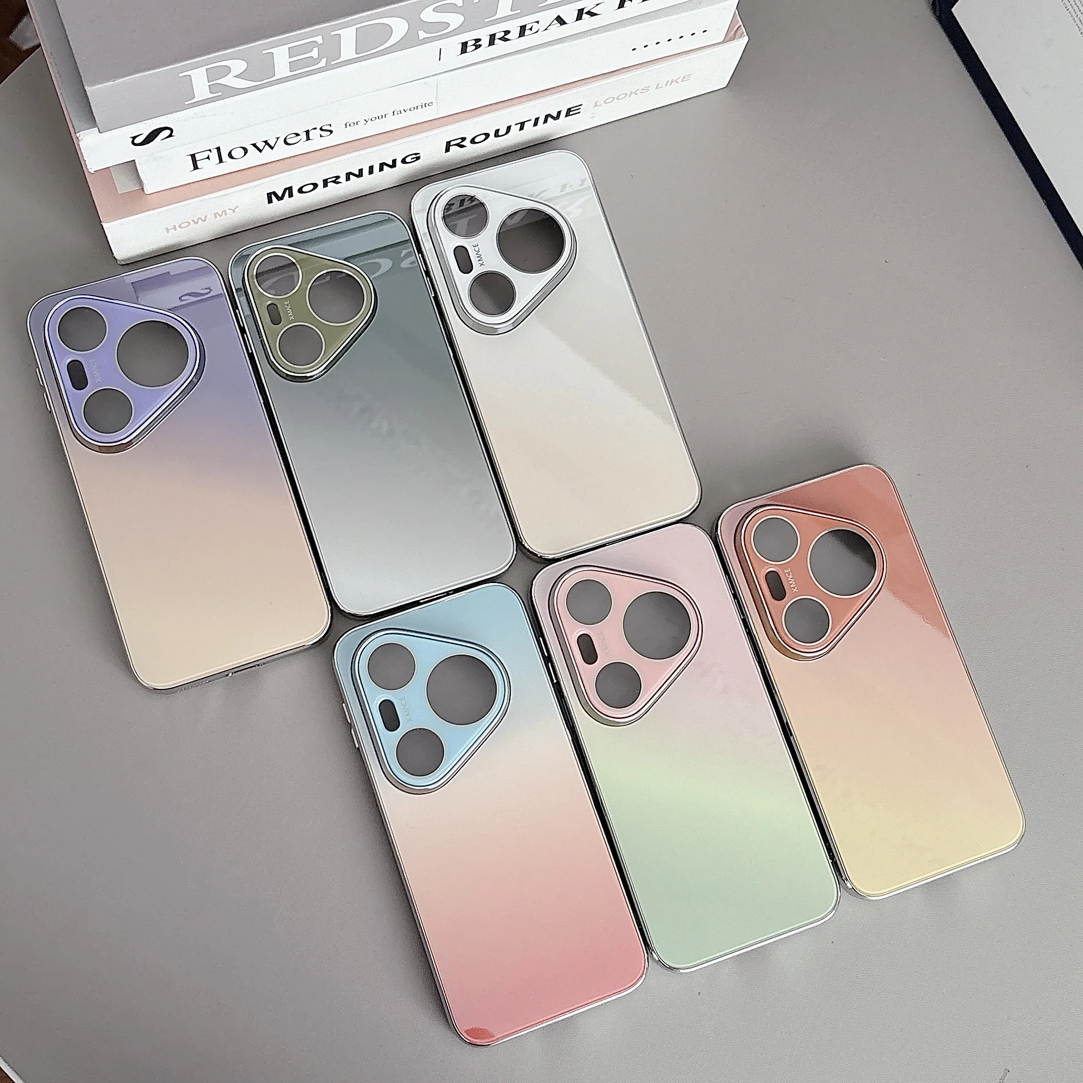 

Gradient Color Tempered Glass Hard Case for Huawei Pura 90 Pro Max 80 Pro, Slim Built-in Camera Protection Phone Cover Funda