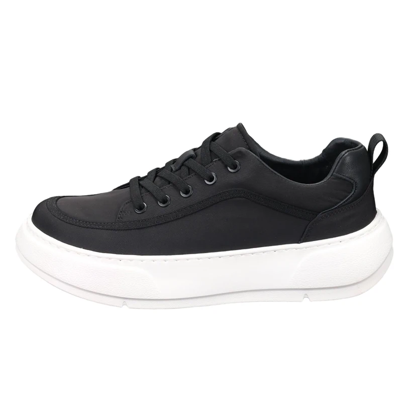 Wide-headed men's casual all-match breathable canvas tilting tide brand fashion lace-up thick soled height raising shoes