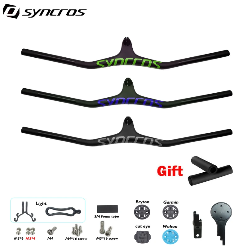 

Syncros Multiple Colour Logo MTB Integrated Handlebar UD Black Full Carbon Fiber One-shaped Integrated Handlebar Sem -9Degree