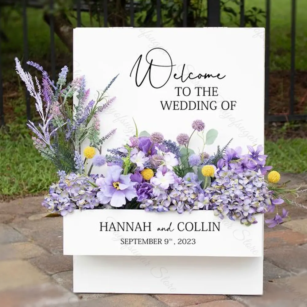 Flower Box Welcome Sign Mosaic Flower Frame Custom Welcome Sign Flower Box for Birthday Wedding Baby Shower Party Decoration