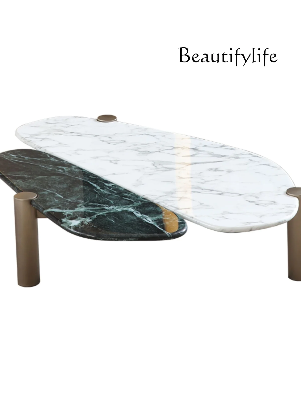 

Italian Minimalist Design Model Room Special-Shaped Tea Table Marble Color Matching Tea Table Combination