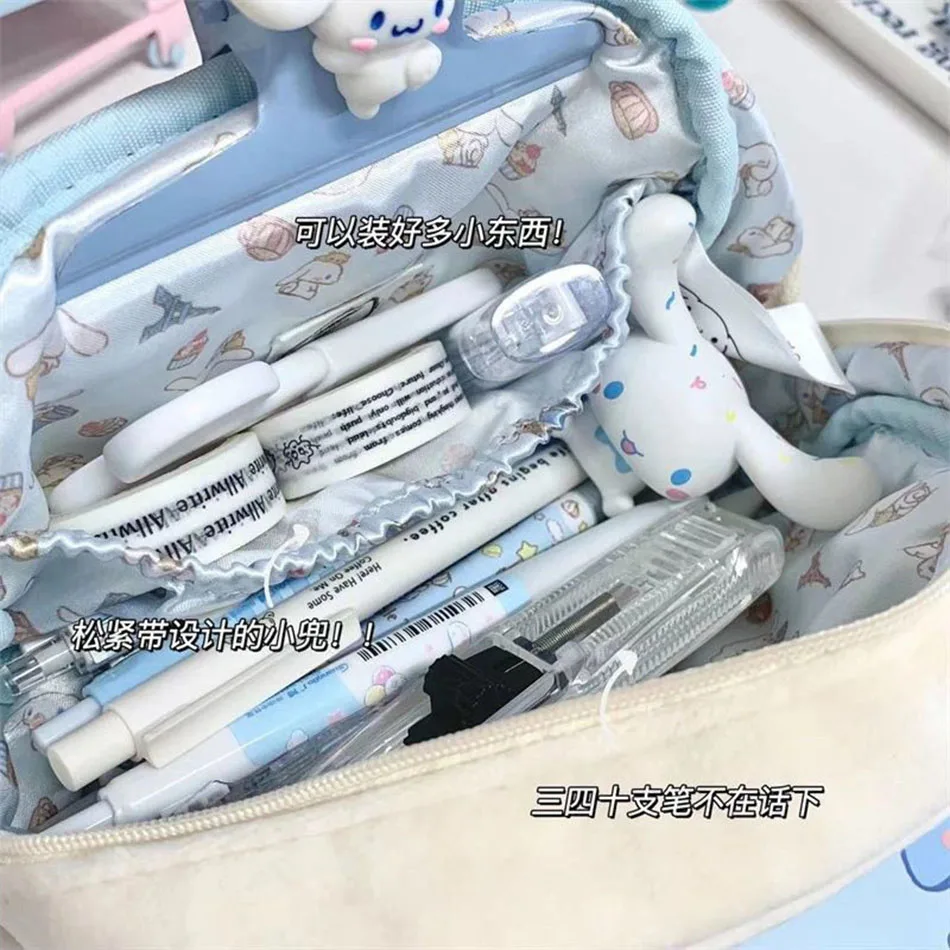 New Cute Cartoon Sanrio Cinnamoroll Pencil Case Plush Good-looking School Supplies Kawaii High-capacity Cosmetic Storage Gifts