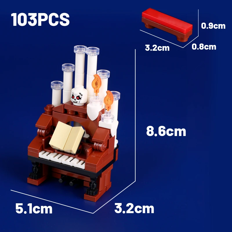 City Halloween Skeleton Figure Building Block Accessories Piano Cemetery Tombstone Animal Plant Gift Toy For Kids Bricks M100