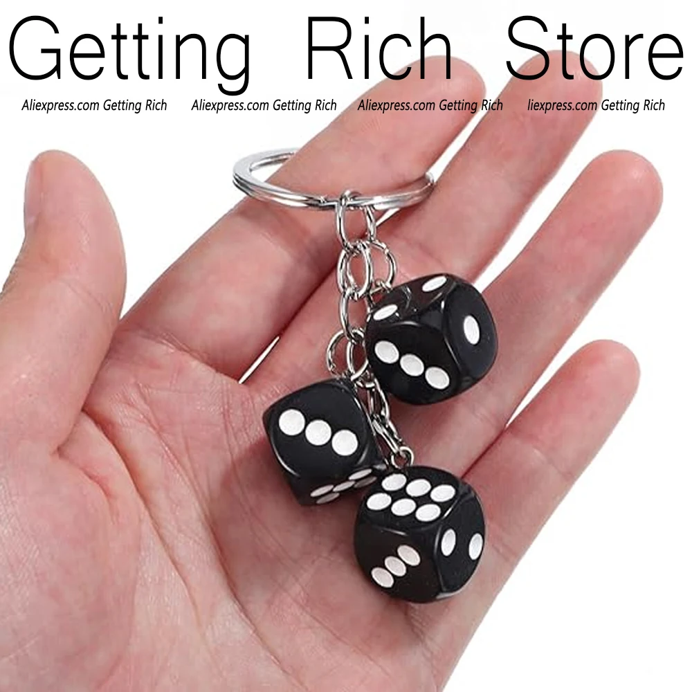 Simulated Resin Dice Charms Keychain Candy Color Resin Pendant Keyring Women Men Handbag Backpack Car Key Accessories Funny Gift