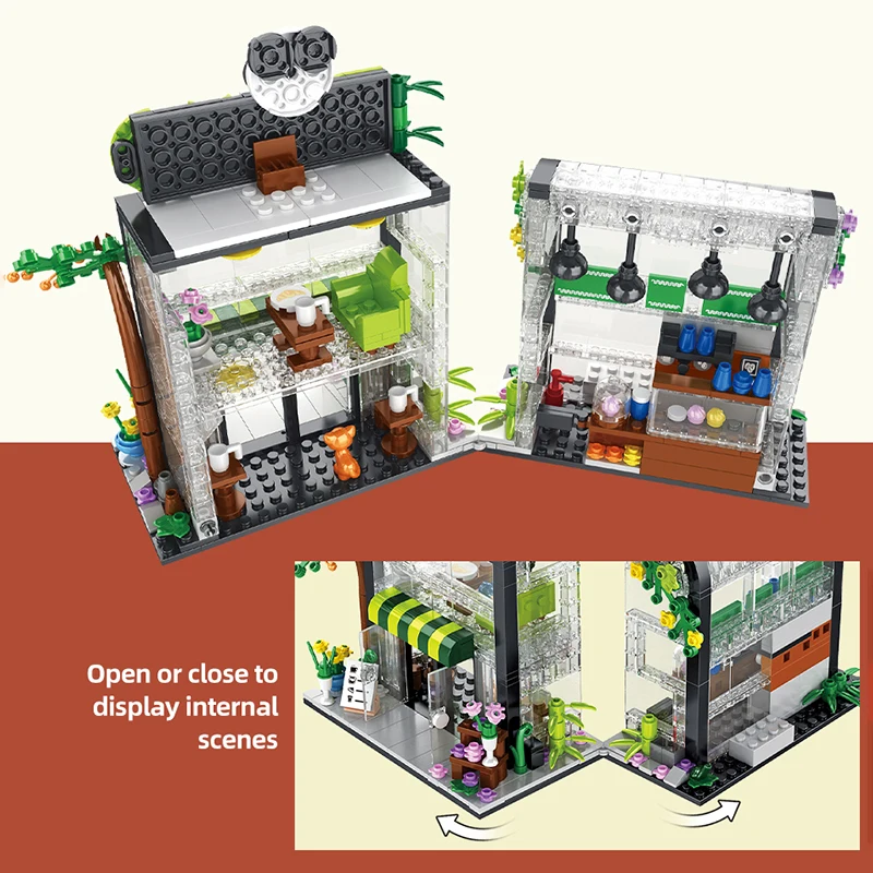 بنة مدينة شارع عرض العمارة الإبداعية الطوب Led ضوء مقهى منزل زهرة متجر لتقوم بها بنفسك نموذج هدايا للأطفال