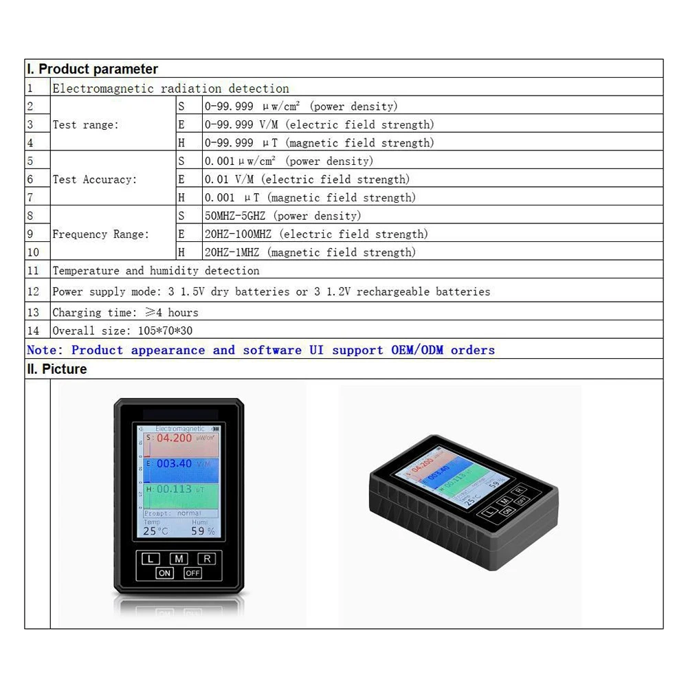 AEE4-BR-9A XR2 Pro Electromagnetic Radiation  EMF Meter Environment Test Instrument BR 9A