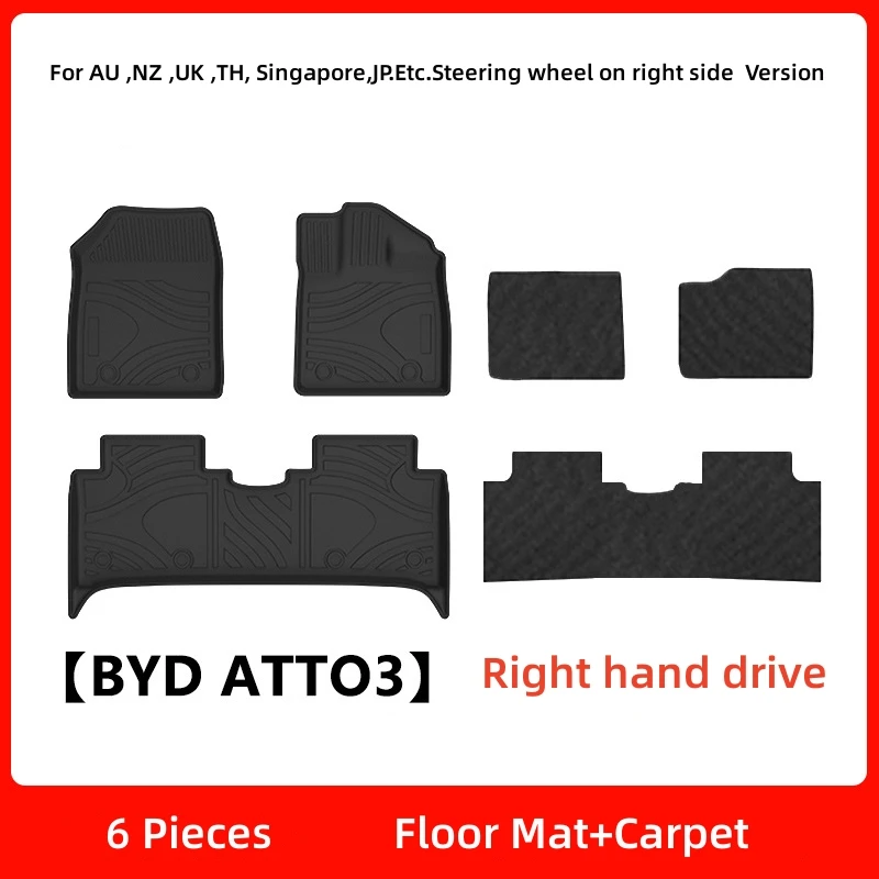 Custom Fit TPE Floor Mat  for BYD Atto 3 AU JP TH NZ RHD and LHD Country ECO Trunk Cargo Mat Carpet for BYD Yuan Plus EV TPE Mat