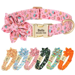 Collar de nailon personalizado para perro, accesorio con estampado de flores para cachorro, pequeño y grande