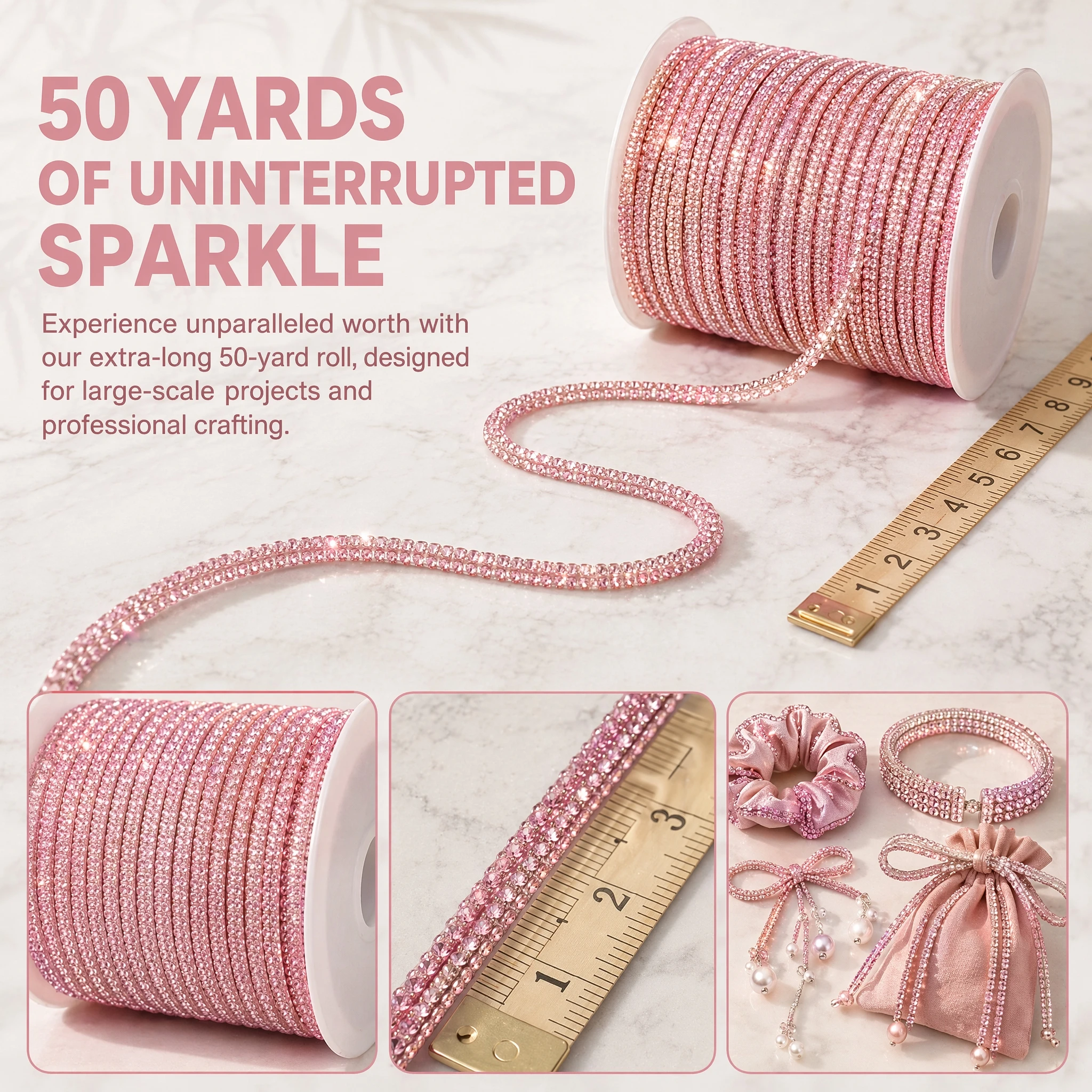 Crystal Rhinestone Cord 4mm Cotton Core Rope Trim 10-50 Yards for Sewing Clothing Bags Hats DIY Crafts