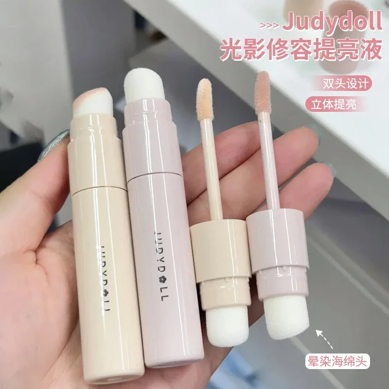 

Judydoll Brightening Highlighter Liquid Pink White Highlighter Stick Facial Contouring Nose Shadow With a Smudge Brush Makeup