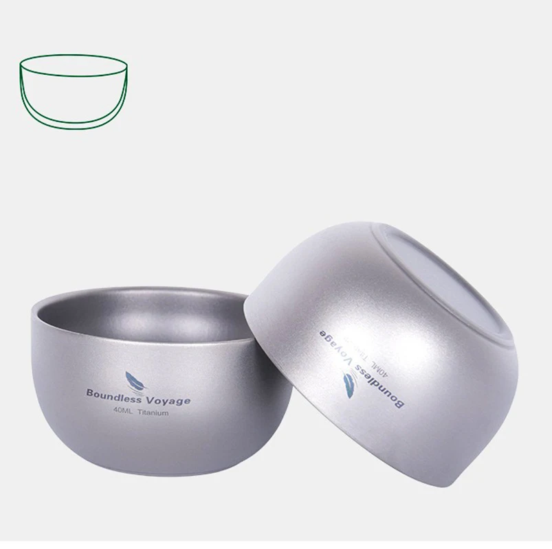 40ml Titanium Double Layer Teacup Wide Mouth Wine Tea Mug Lightweight Camping Drinkware For Daily Used Hiking