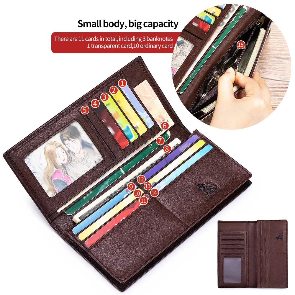 Neutral Wallet Multi-Card Slot Genuine Leather with Album Position Coin Slot Design Durable Money Holder for Men And Women