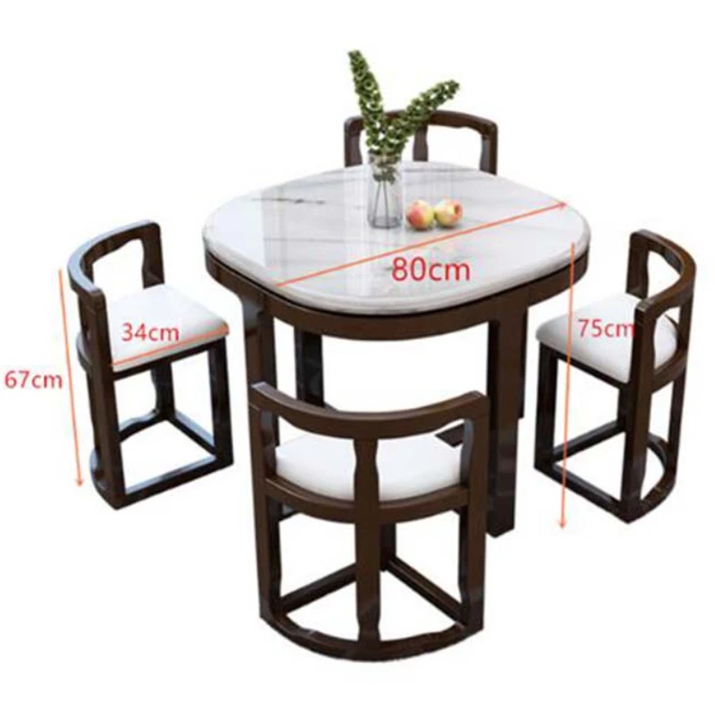 Marble dining table with 4 chairs set combination simple modern small apartment home kitchen furniture