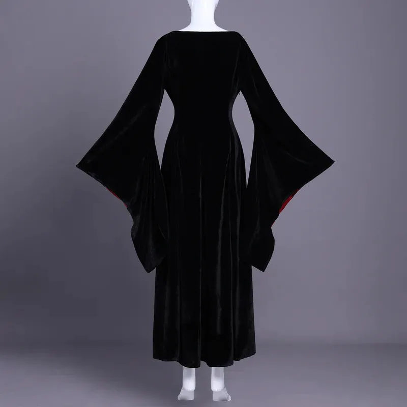 

CyMorticia Addams, карнавальный костюм Wednesday, сезон 2, черный халат, комплект, женское готическое платье, макси-юбка для взрослых, винтажная вечеринка на Хэллоуин