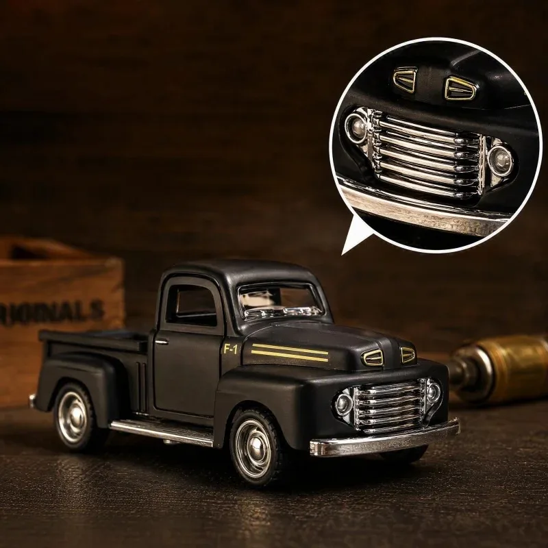 1:36 Retro Pickup Alloy Car Model, Single Door Openable Vintage Truck Model, Desktop Static Display Ornament and Decorative Gift - view 4