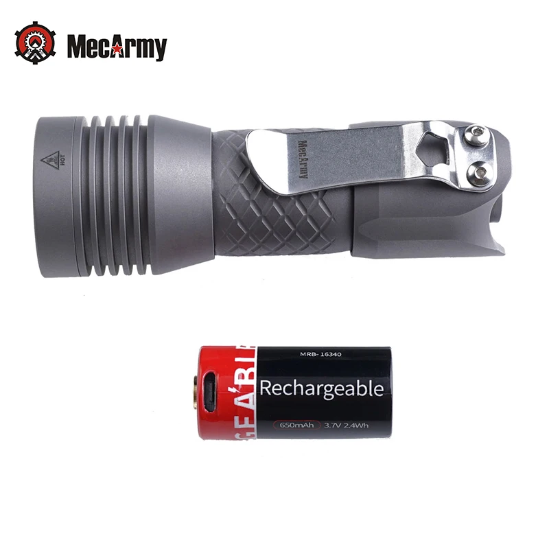 MecArmy PS16 Titanium Tactical Flashlight Max 2000 Lumens 4*XP-G3 LEDs Flashlight Outdoor Lantern Torch  Built-in 16340 battery