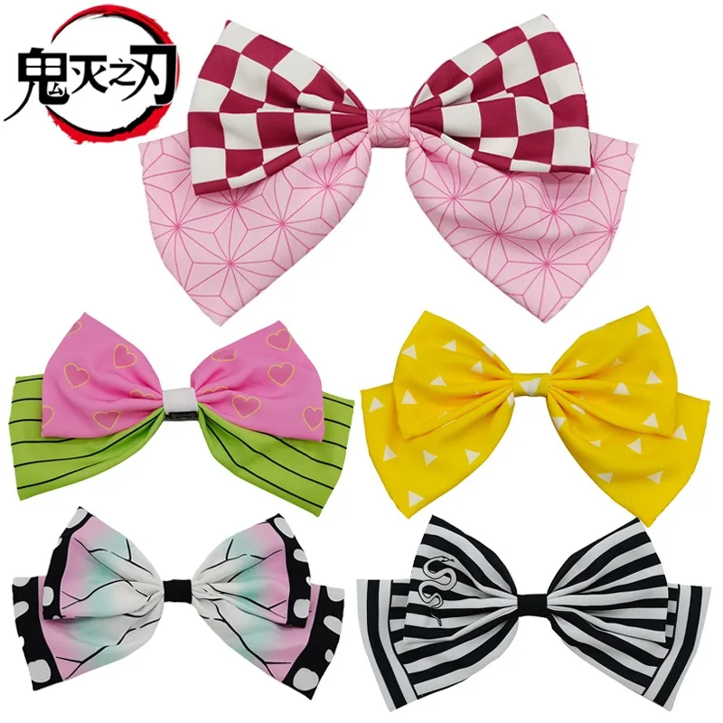 Demon Slayer Cartoon Women's Hair Clips Girls Bow Hair Accessories Nezuko Mitsuri Shinobu Anime Headdress Ribbon Hairclip Gifts