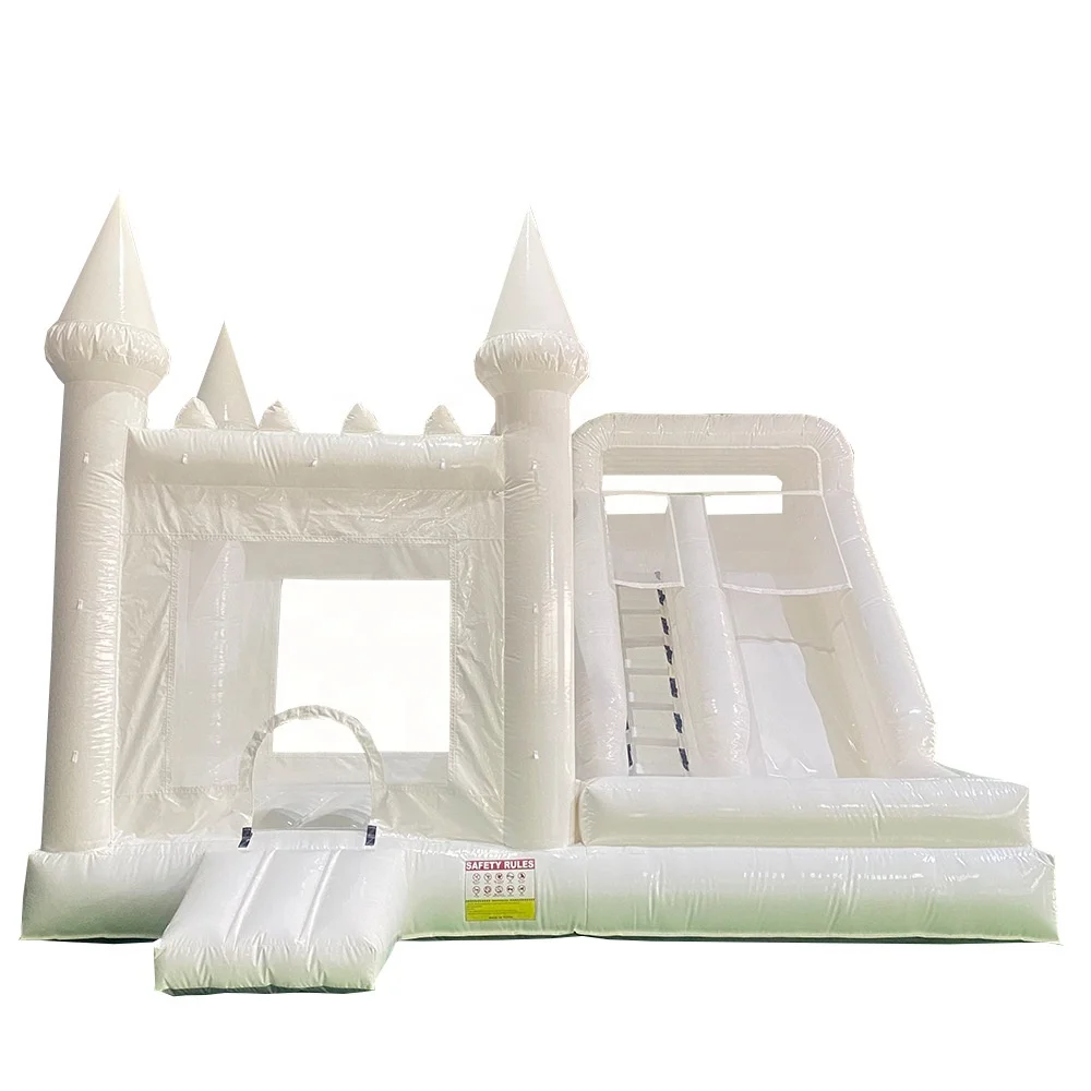 

Wholesale White Inflatable Castle for Adults and Kids Wedding Bouncy House with Ball Pit and Slide for Party Eventspromote sales