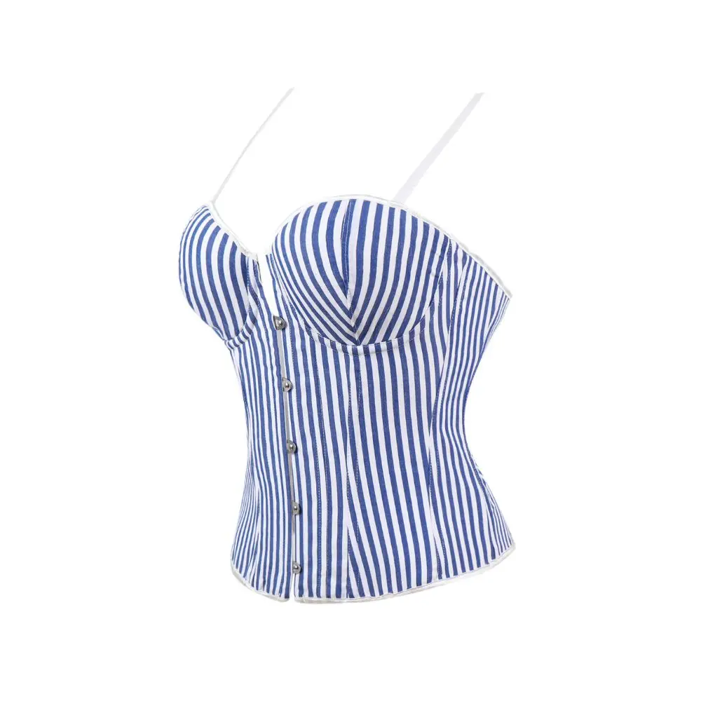 New retro striped double shoulder strap strapless and body hugging corset for women