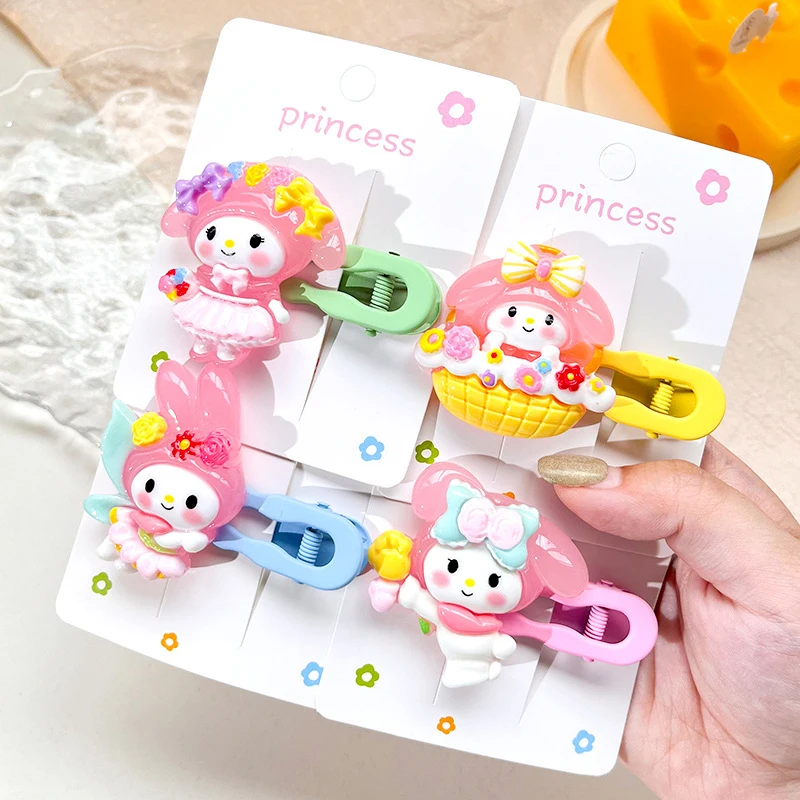 Kawaii Sanrio Hairclip Cinnamoroll Kuromi My Melody Cartoon Duckbill Hairpin Simple Hair Accessories Hello Kitty Gifts