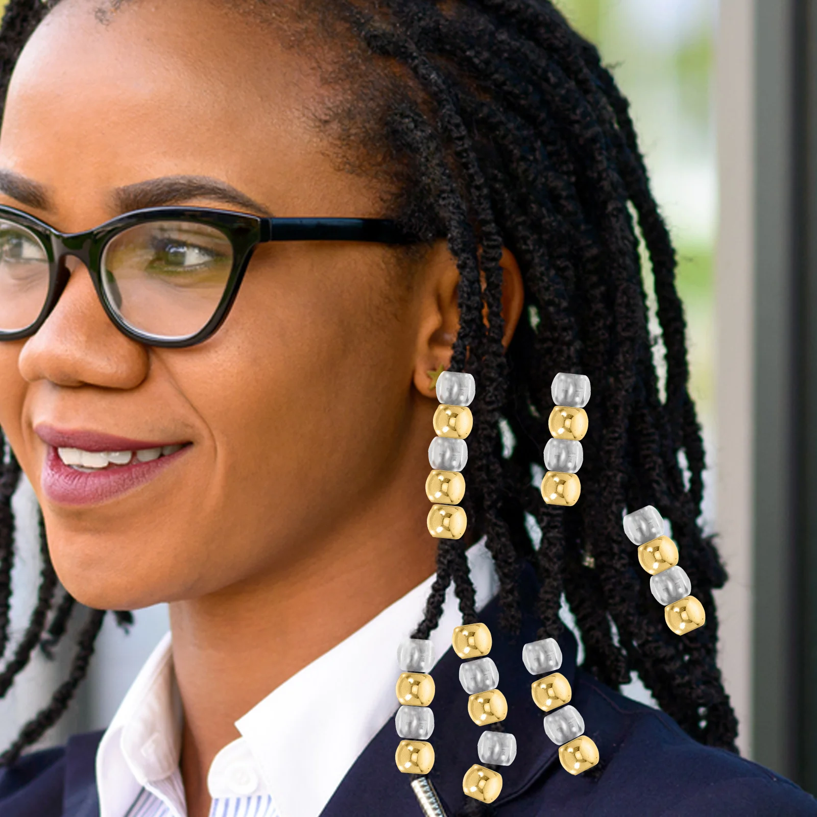 

50Pcs Transparent Large Hole Beads for Crafting Jewelry Making Bracelet Necklace Hair Braid Accessories Dreadlock Braids Beads