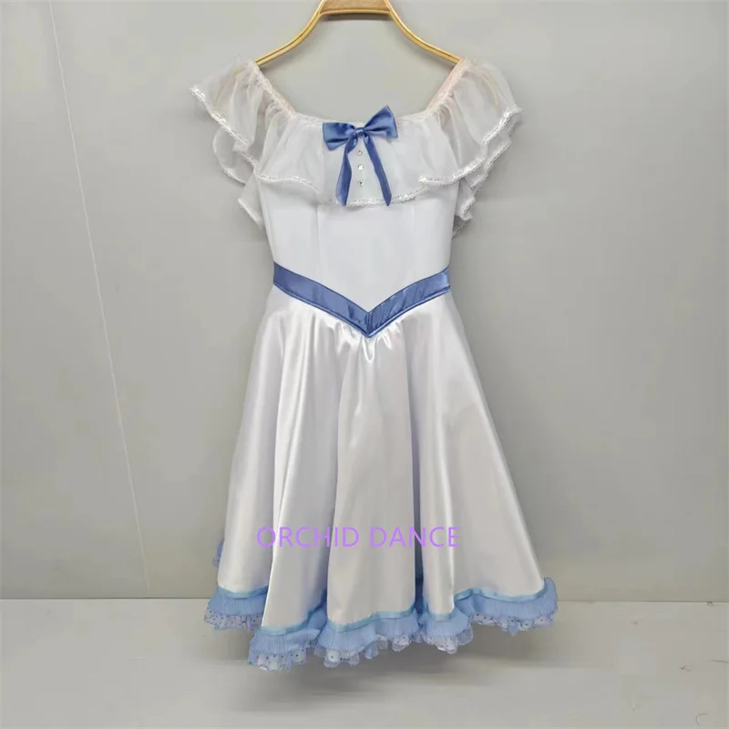 

BT01156 High Quality Custom Size Kids Girls Ballet Dance Performance Wear Gilsay Blue White Long Romantic Tutu Dress
