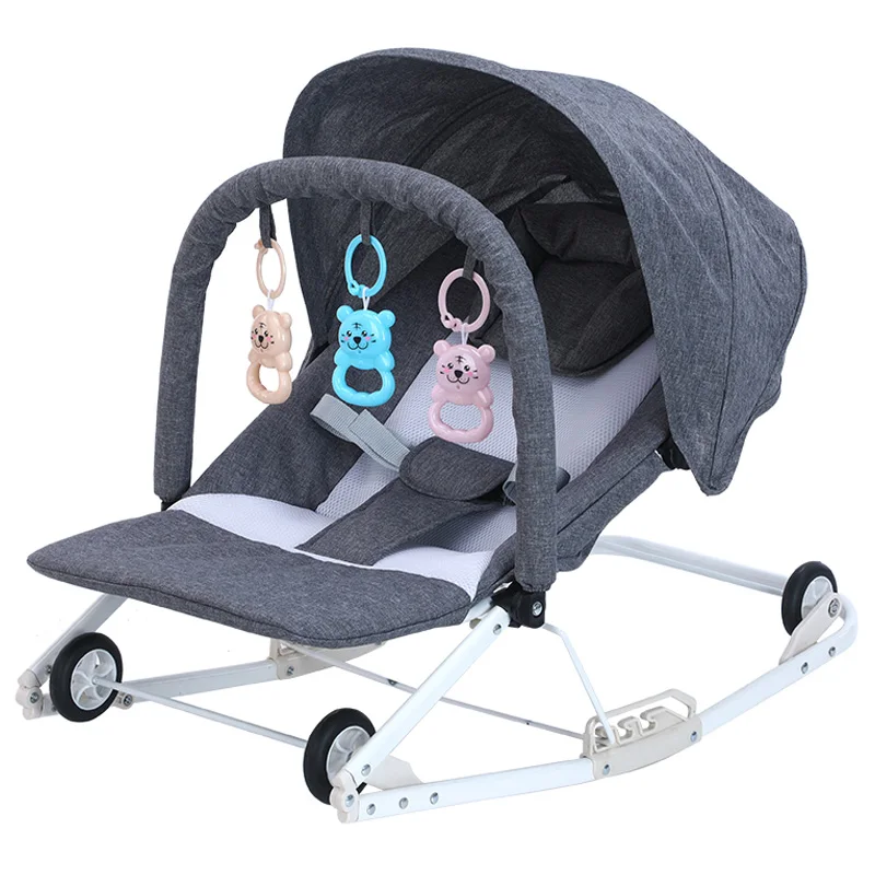 Foldable Infant Baby Products Swing Rocker Multifunctional Toddler Bouncer Chair With 4 Wheels