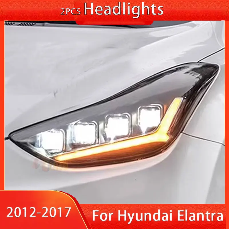 LED Car Light Headlights For Hyundai Elantra 2012 2013 2014 2015 2016 2017 Lights Indicator High Beam Low Beam Assemblies