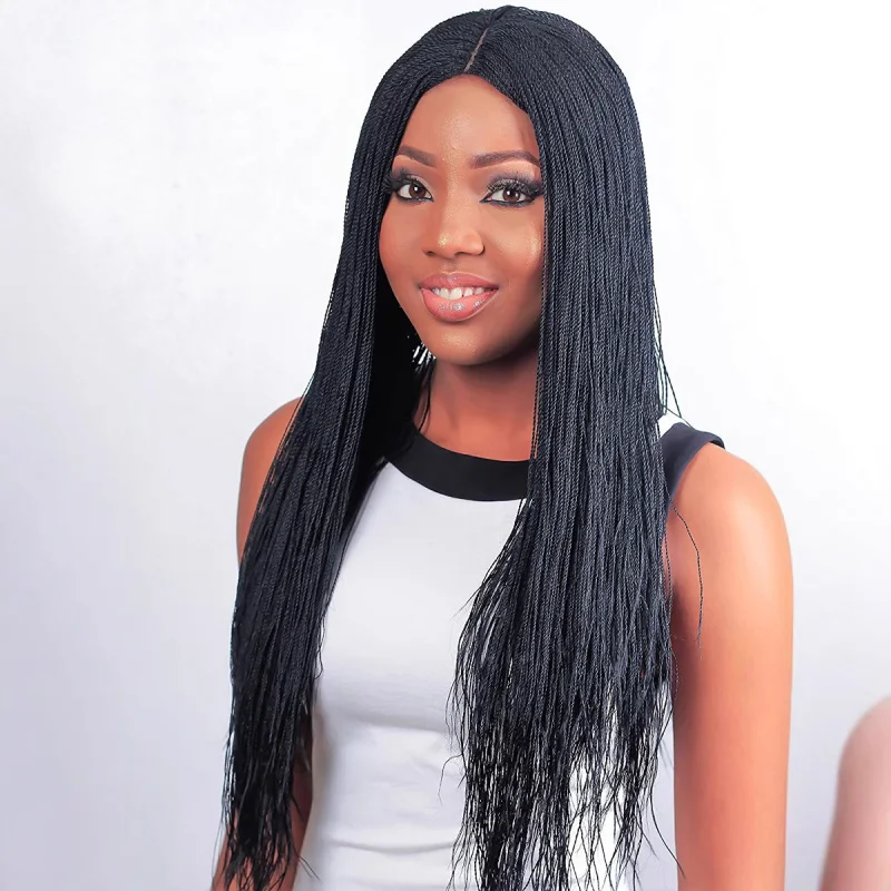 African Braids Wig Hair European and American Wig for Women Long Straight Hair Machine-Made Synthetic Fiber Wig Box Braid Wig