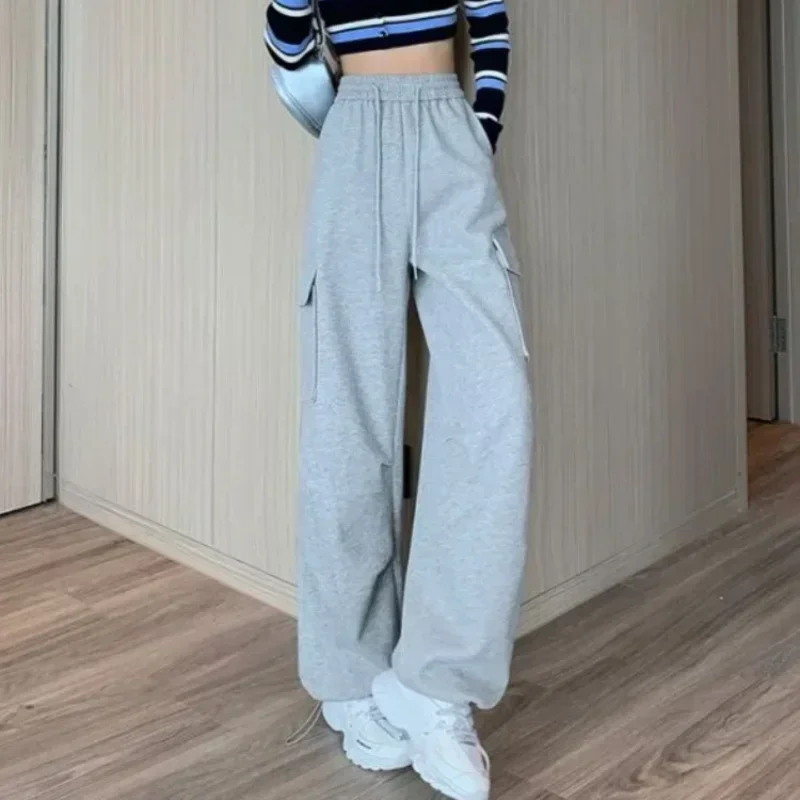 

High Waist Baggy New In Female Trousers Loose Slacks Quality Korean Fashion One Size 90s Elastic Vintage Harajuku Women's Pants