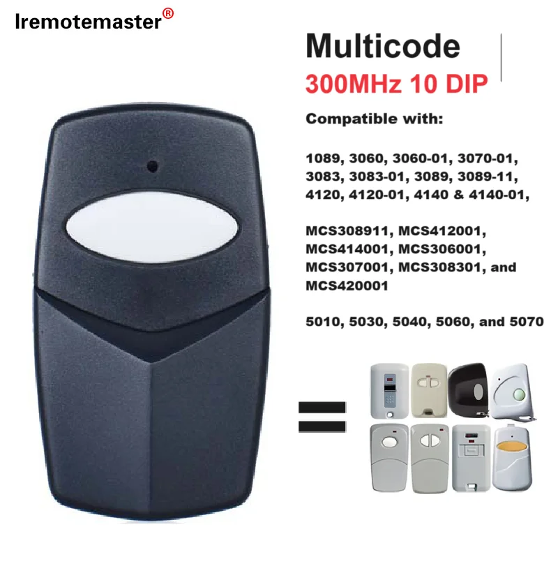 Replacement for Multicode 3089 Garage Gate Door Opener Remote Transmitter 308911,MCS308911,10 dip switch 300mhz,Grey