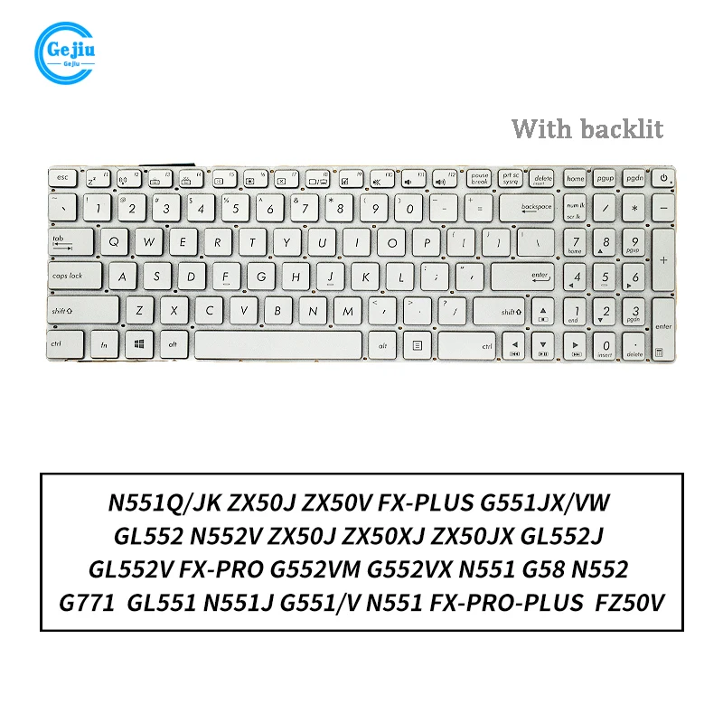 New Original Laptop Keyboard For ASUS GL552 N552V N551Q/JK/JB ZX50J ZX50V FX-PLUS PRO G551JX/VW G551V With Backlit