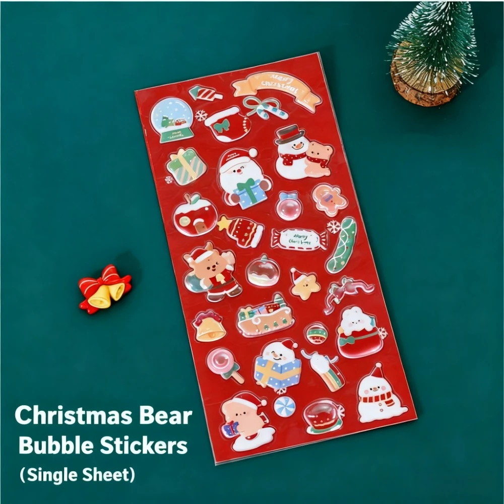 Cute Christmas Bubble Stickers for Kids - Cartoon Santa Claus, Aesthetic Hand Account Stickers, Small Christmas Gift Stickers