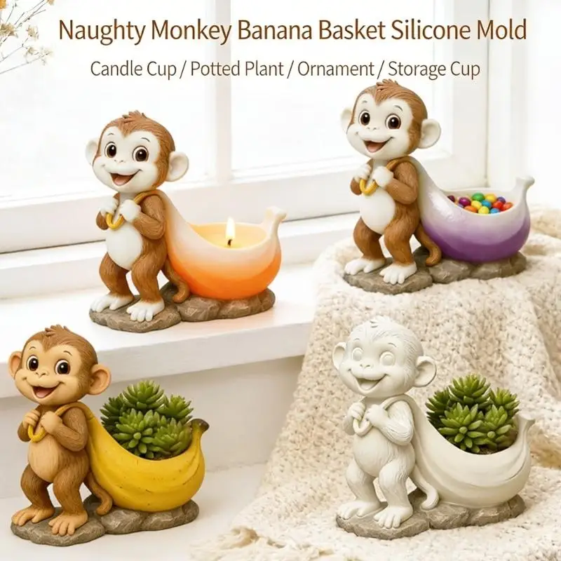 Flexible Silicone Mould For Scented Making And Epoxy Craft With Detailed Monkey Designs