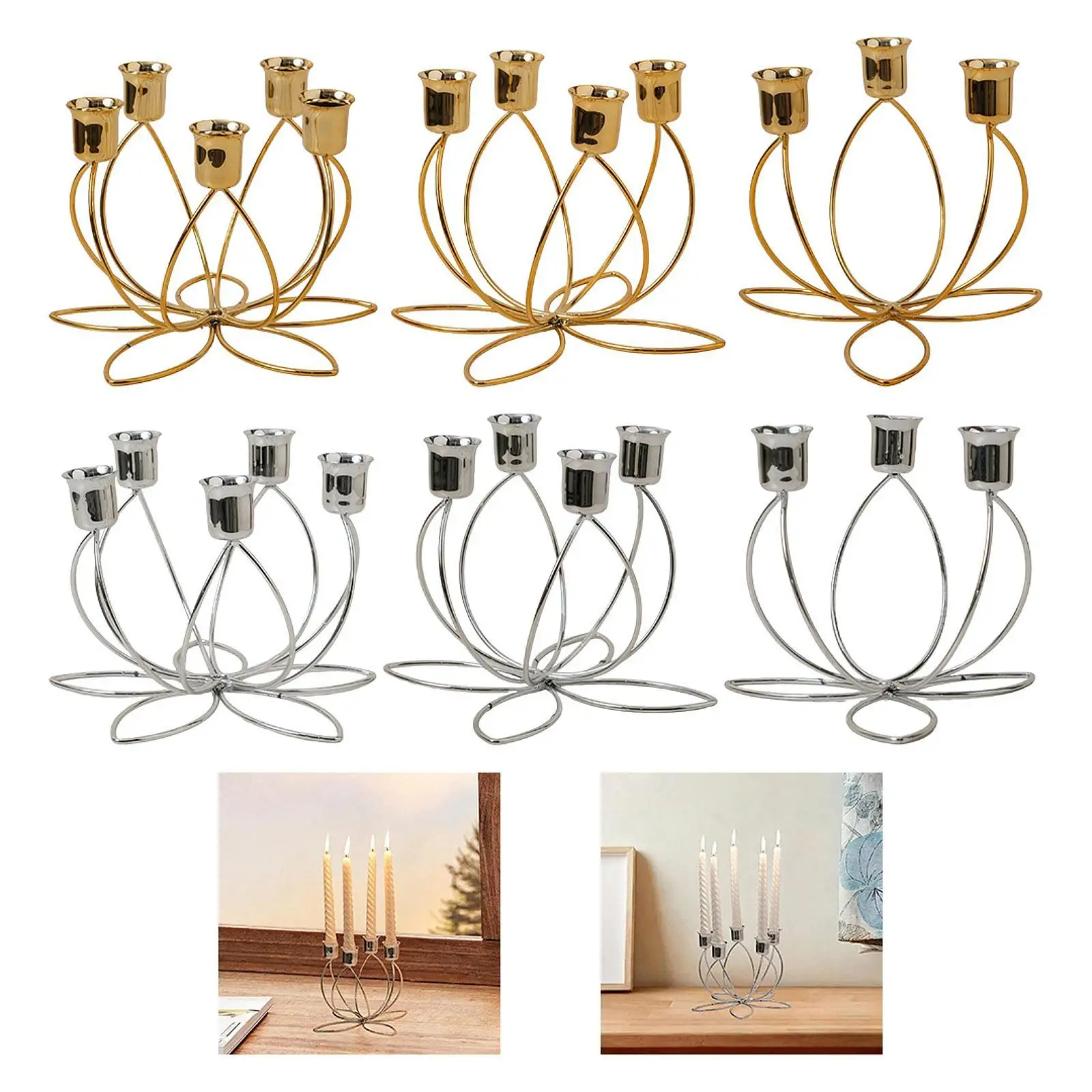 Elegant Iron Candelabra Candle Holder Vintage Table Centerpiece Freestanding Candlestick for Pillar Candles Home Decoration