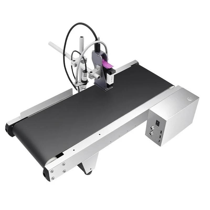 Small desktop automatic assembly line inkjet printer, batch number, desktop coding and conveying all-in-one machine