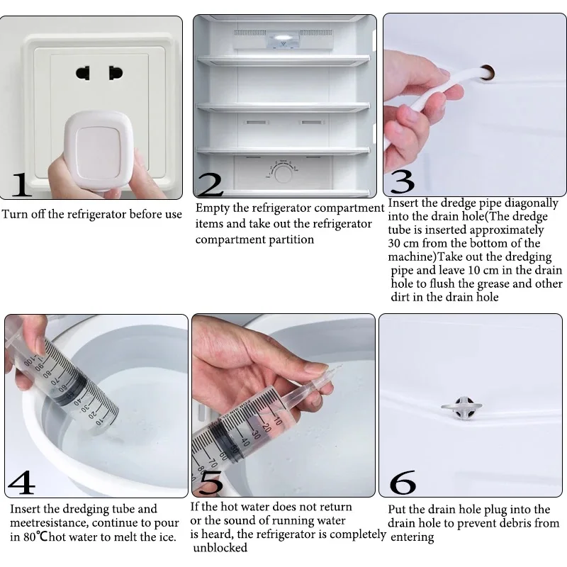 5Pcs/Set Refrigerator Drain Hole Clog Remover Dredge Cleaning Tools Fridge Hole Brush Water Outlet Cleaner for Household Clean image 6