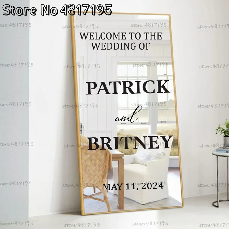 Welcome To The Wedding Of Customized Name And Date Wedding Personalized Wall  Mirror Just Married Custom Wedding Sign Sticker