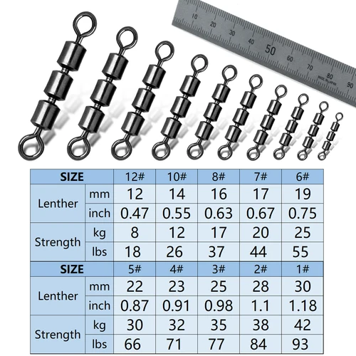 Imagen 2 del producto 3 giratorios de rodillos 15 ~ 60 uds barril de pesca giratorios de alta velocidad Triple rodamiento Siwvels accesorios de pesca de acero inoxidable