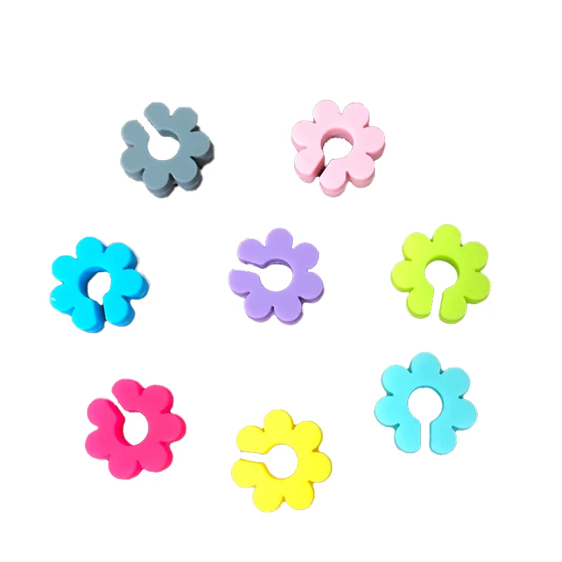 8Pcs Wine Glass Charm Identification Cup Tag Delicate Silicone Flower Drink Marker high quality