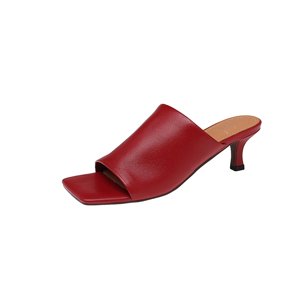 Women Fashionable Open Toed Summer Slim Heel Square Toe High Heels Sexy Dress Party Sandals Casual Comfortable Slippers 82518 view 4