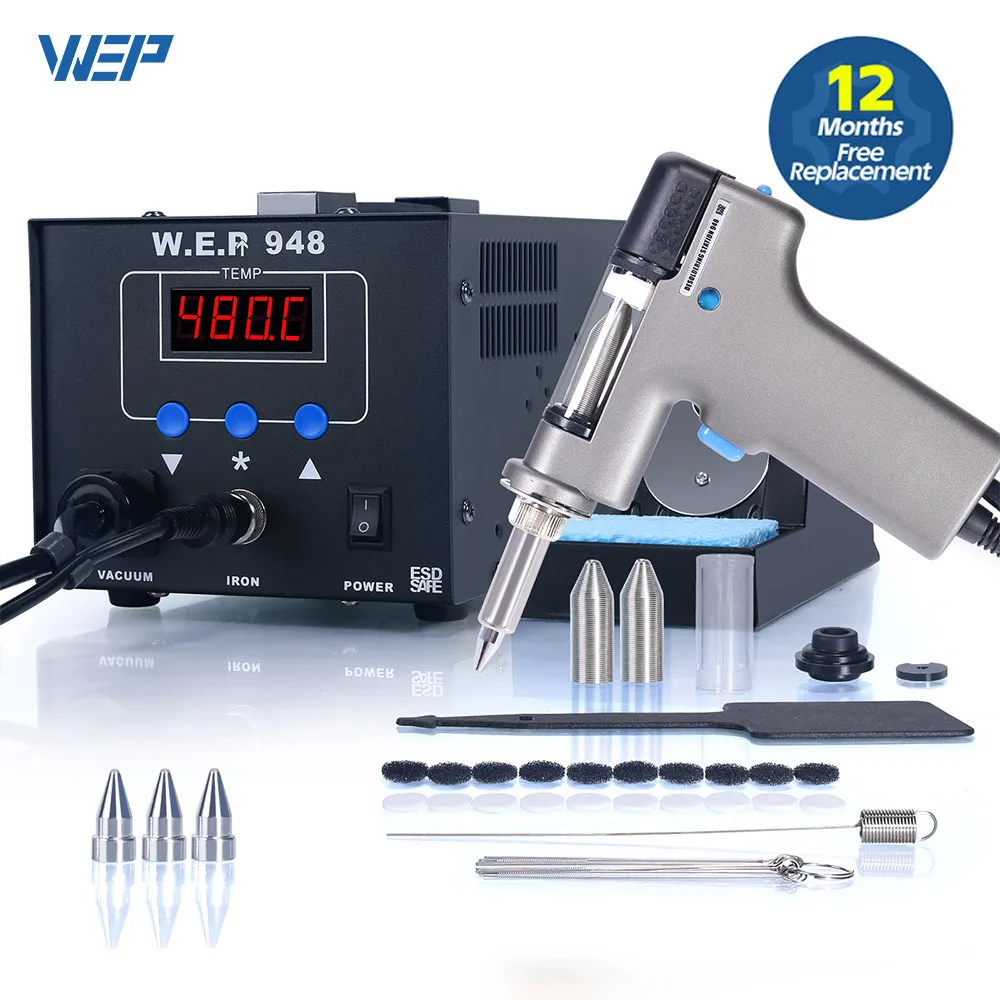

WEP 948 Desoldering Station With Electric Desoldering Gun ESD Safe Suction Tin Gun 90W Soldering Station For Phone Repair Tool