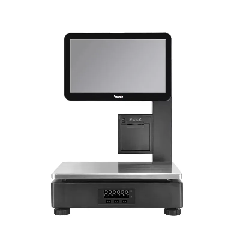 AI Smart Capacitief Scherm All-in-one Weegschaal Kassaapparaat voor Supermarkt Versvoedsel Detailhandel Fruit Gekookt