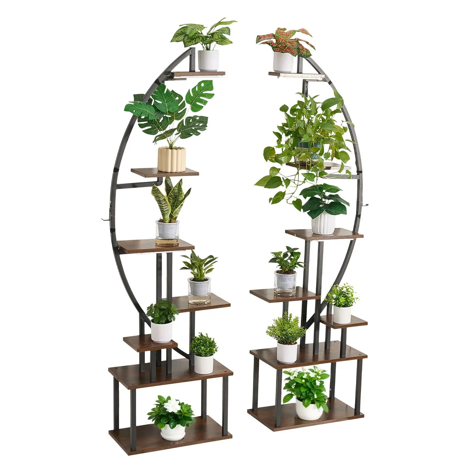 Plant Stand Indoor with Grow Lights, 65.5 in Tall 7-Tiered Lighted Plant Shelf, 2 Pack Metal Corner Plants Holder, 3 Timer & 10