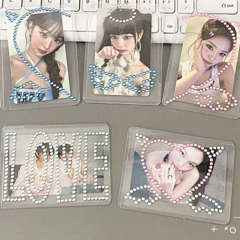 INS Aesthetic Heart Rhinestone Stickers 3D Korean Style DIY Decoration Stickers Sweet Korean Photo Card Decor Sticker Kids Gift