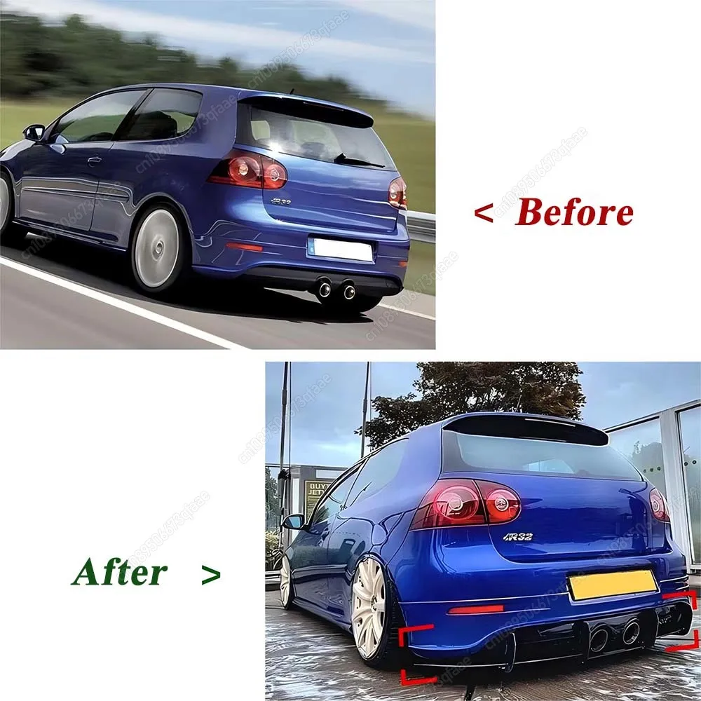 

For VW Golf 5 MK5 R32 2005 To 2009 Car Rear Bumper Rear Diffuser Rear Side Spoiler Splitters Lip Canards Black Body Kits Tuning