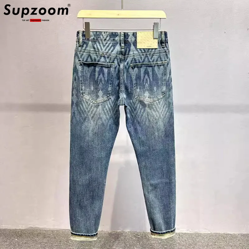 Supzoom New Arrival Hot Sale Top Fashion Autumn Zipper Fly Stonewashed Casual Patchwork Cargo Denim Pockets Cotton Jeans Men